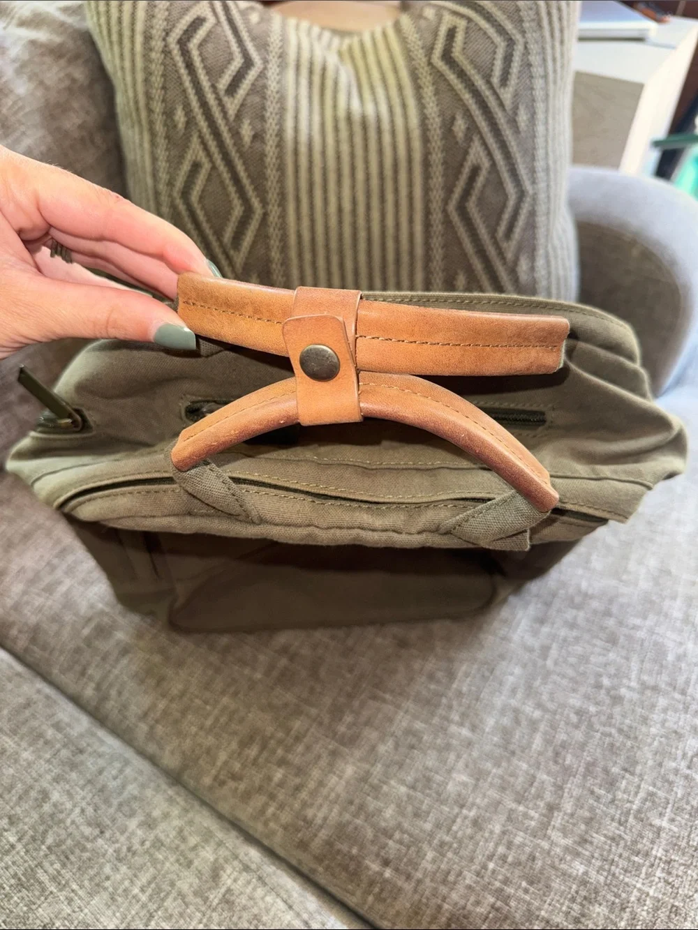 Olive Green Canvas Backpack - Minimal Everyday Carry